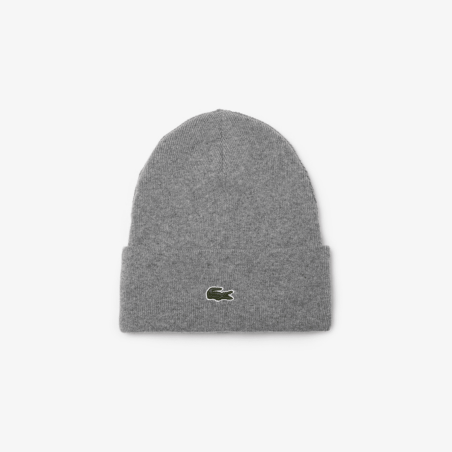 Lacoste - Bonnet avec revers en laine Gris