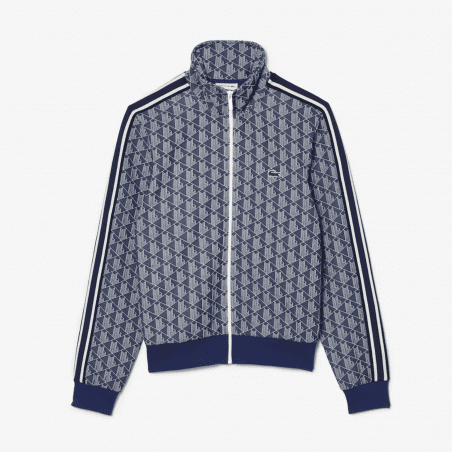 Lacoste - Sweatshirt zippé monogramme Bleu