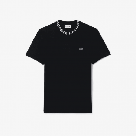 Lacoste - T-Shirt  Noir Logo Col - Blanc