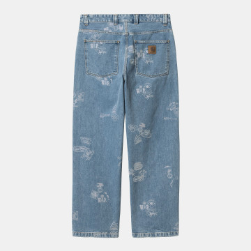 Stamp Pant Print Blue Bleached