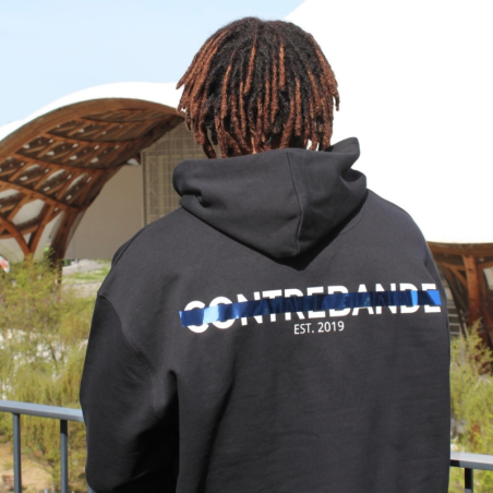CONTREBANDE - Hoodie Lines Black / Metallic Blue