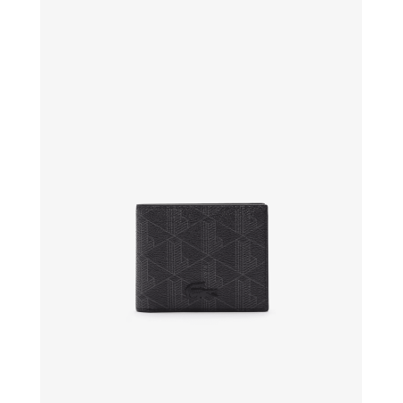 Lacoste - Portefeuille Monogramme en Cuir Noir