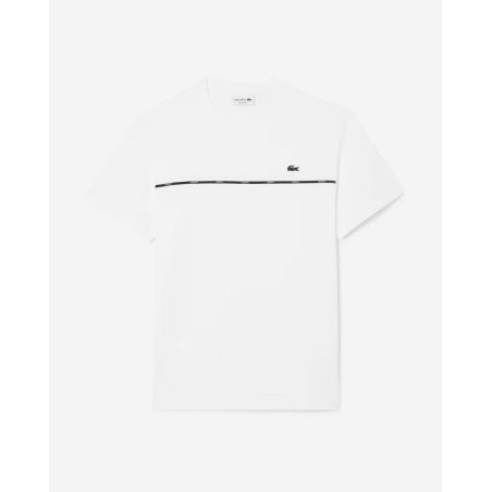 Lacoste - T-shirt jersey de coton liseré Blanc