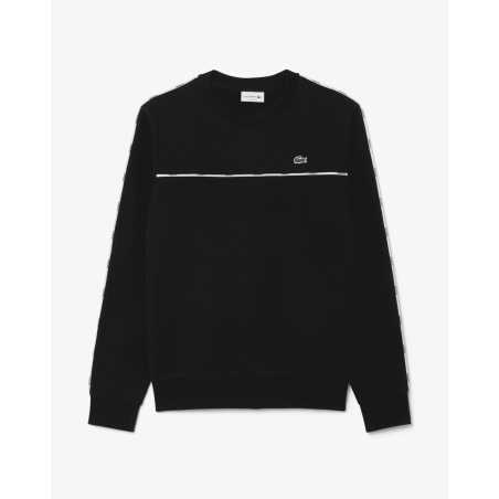 Lacoste - Sweatshirt molleton liserés griffés Noir