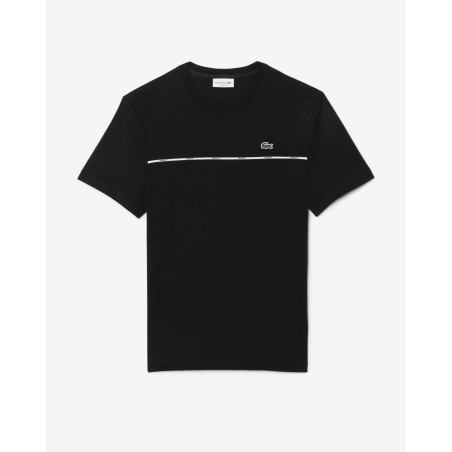 Lacoste - T-shirt jersey de coton liseré Noir