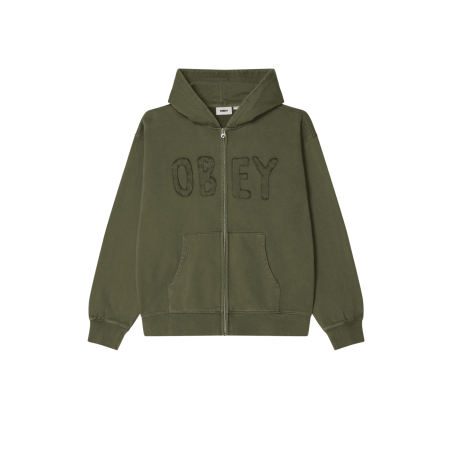 OBEY - Hybrid Faced Zip Hood Deep Lichen Green Faced Wash