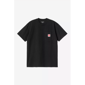 S/S Pocket Heart Black / Red