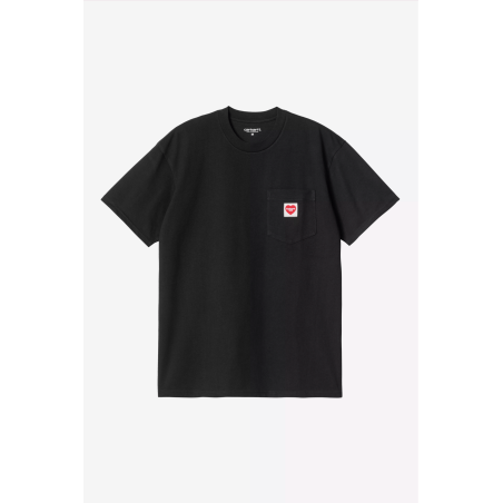 S/S Pocket Heart Black / Red