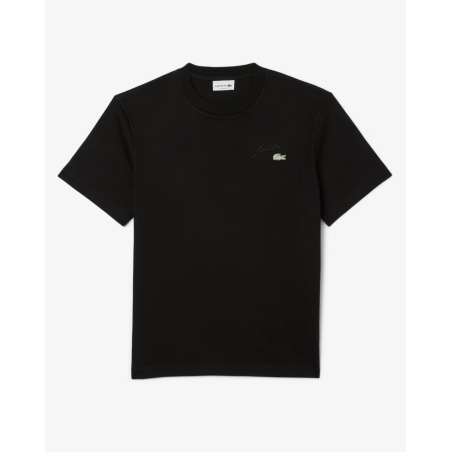 Lacoste - T-Shirt épais signature brodée Noir