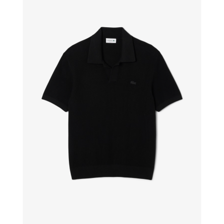 Lacoste - Pull col polo ouvert coton Noir