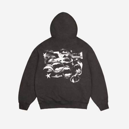 Hoodie Zip Fearless Washed Black