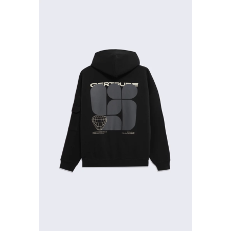 Gertrude - Titouan Geometric Zippé Capuche Black